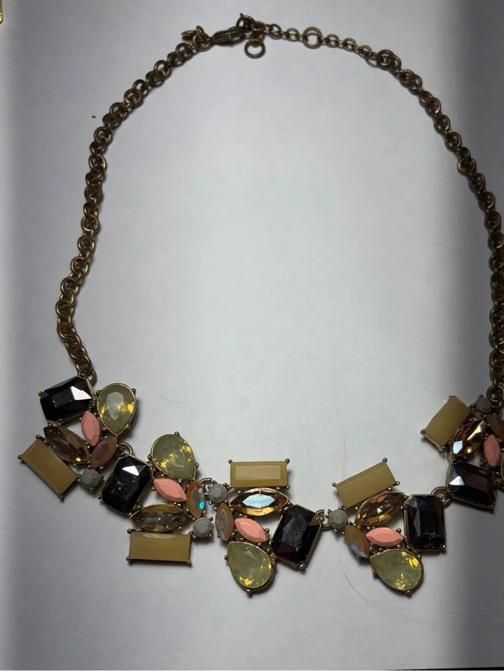 J. Crew Gold-Tone Multi-Stone Necklace with Yellow, Pink and Black Accents